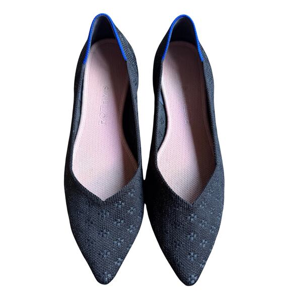Rothy’s The Point Textured Black Flats Slip-on Women's Sz 8 - Picture 1 of 12